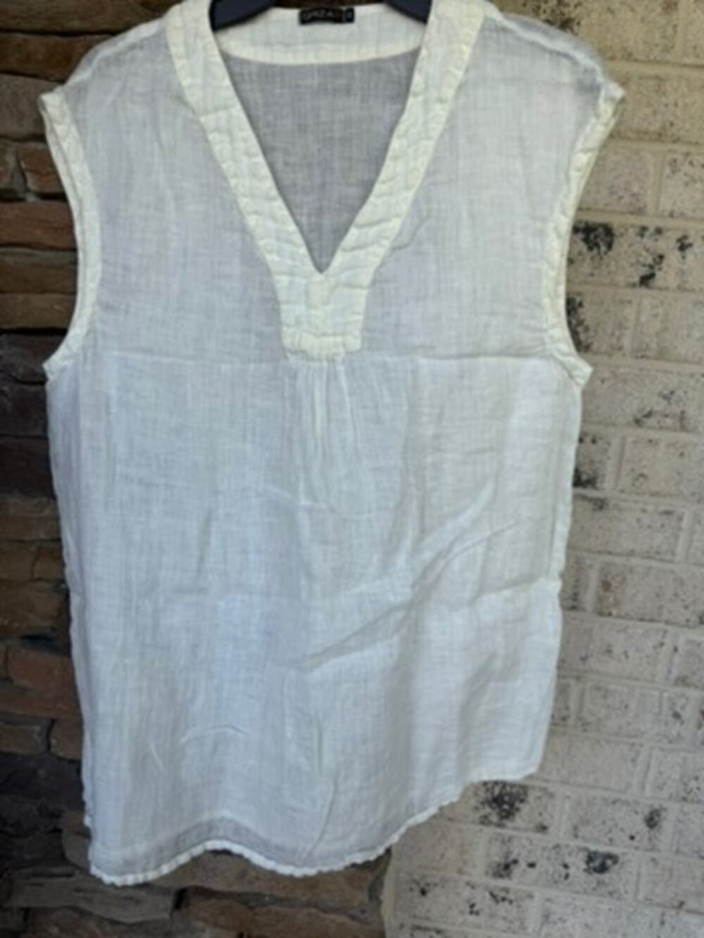 Grizas 100% Linen Tank-Size Medium-Ivory